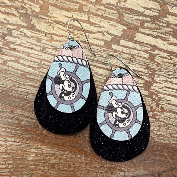 HANDMADE Boutique Cartoon faux leather Double layer earrings! - Picture 3 of 5
